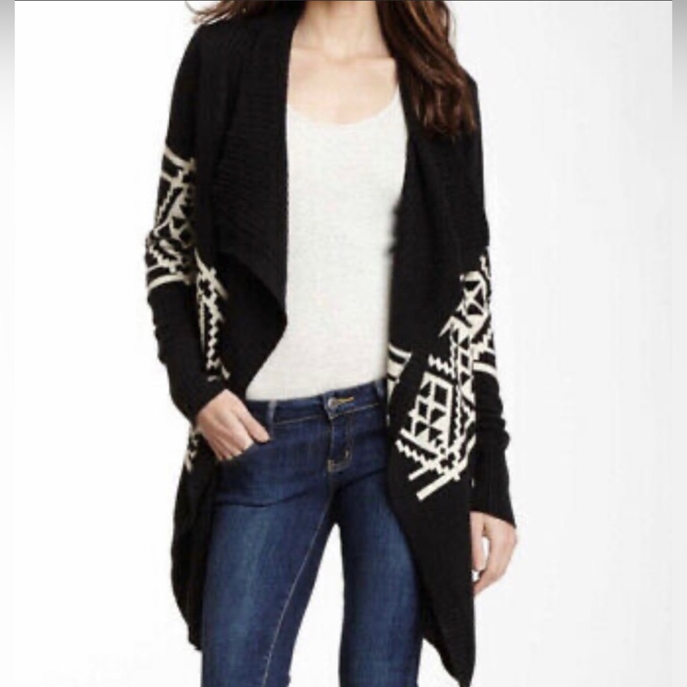 Love Stitch Black & Cream Open Cardigan Sweater Size Small